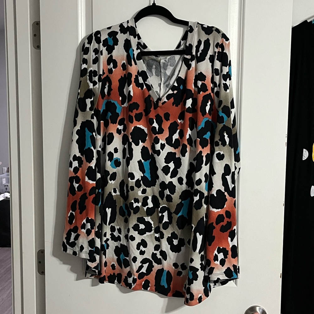 LOWEST PRICE AVAILABLE- Sew In Love Multicolor Leopard V-Neck Blouse